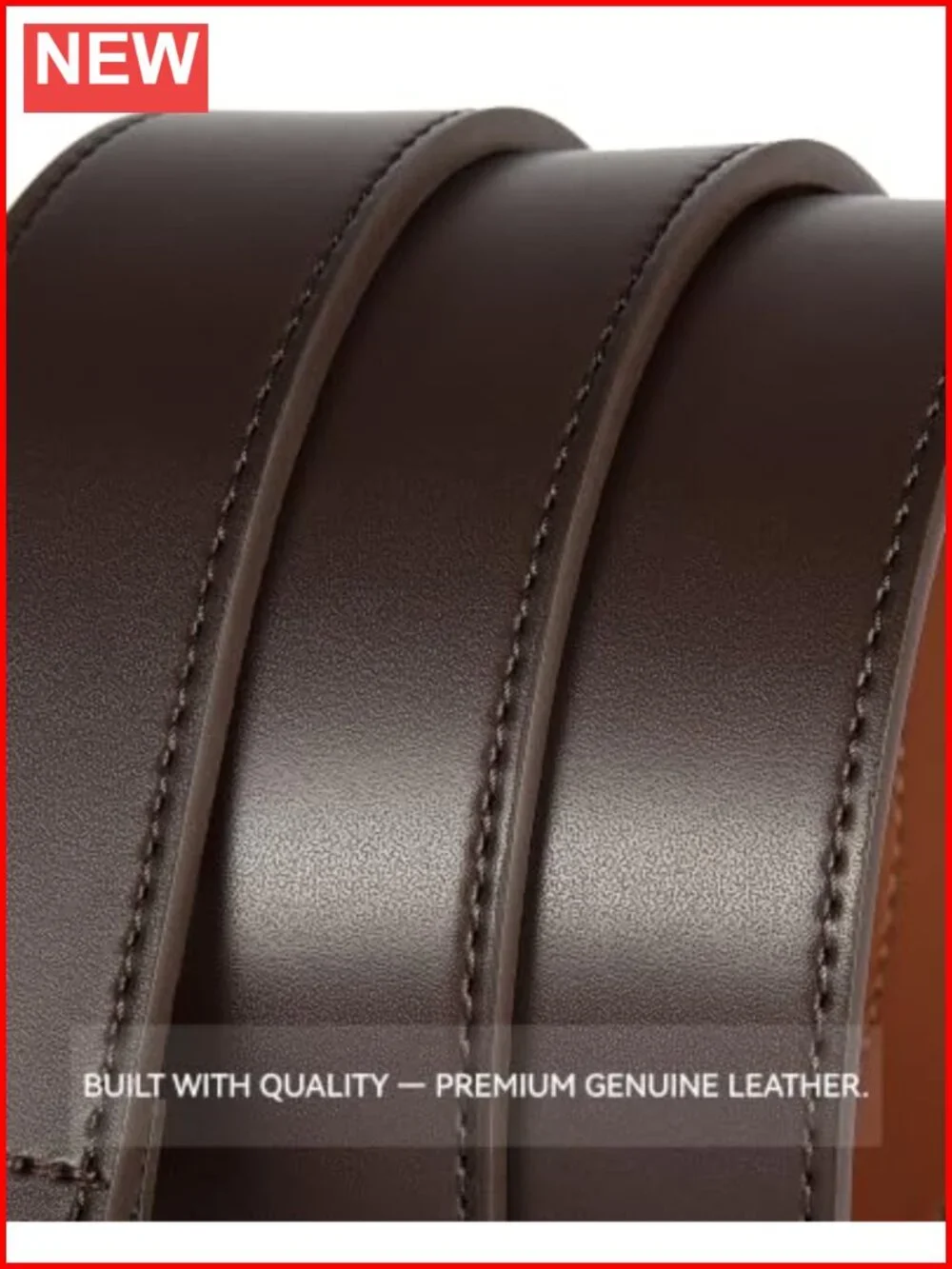 Genuine Leather Work Belt, Heavy Duty, Solid Buckle, 1.5 in Wide